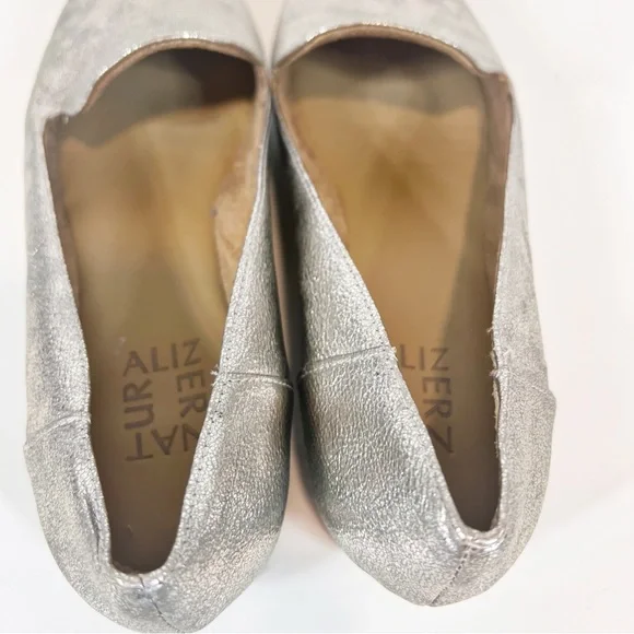 Naturalizer Shoes Womens 8 M Kit2 Slip On Loafer Flats Silver Faux Leather - Picture 5 of 9